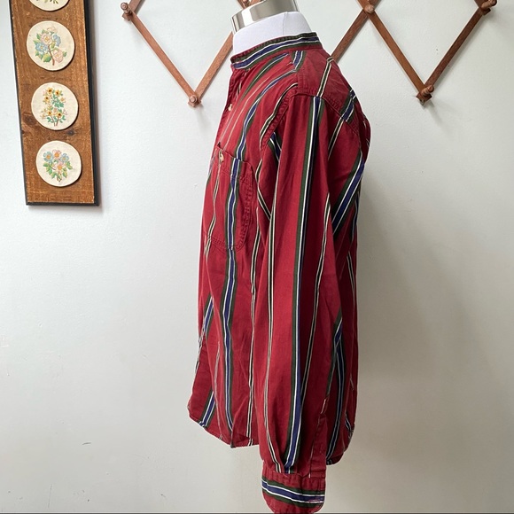🍄 5/$30 Vintage Striped Mandarin Shirt - Picture 5 of 13